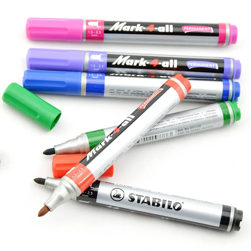 독일 Stabilo 651 페인트 마커 컬러 수성 라운드 팁, 화이트 보드 펜, 1.5mm-2.5mm, 학교 사무용품, 1 개