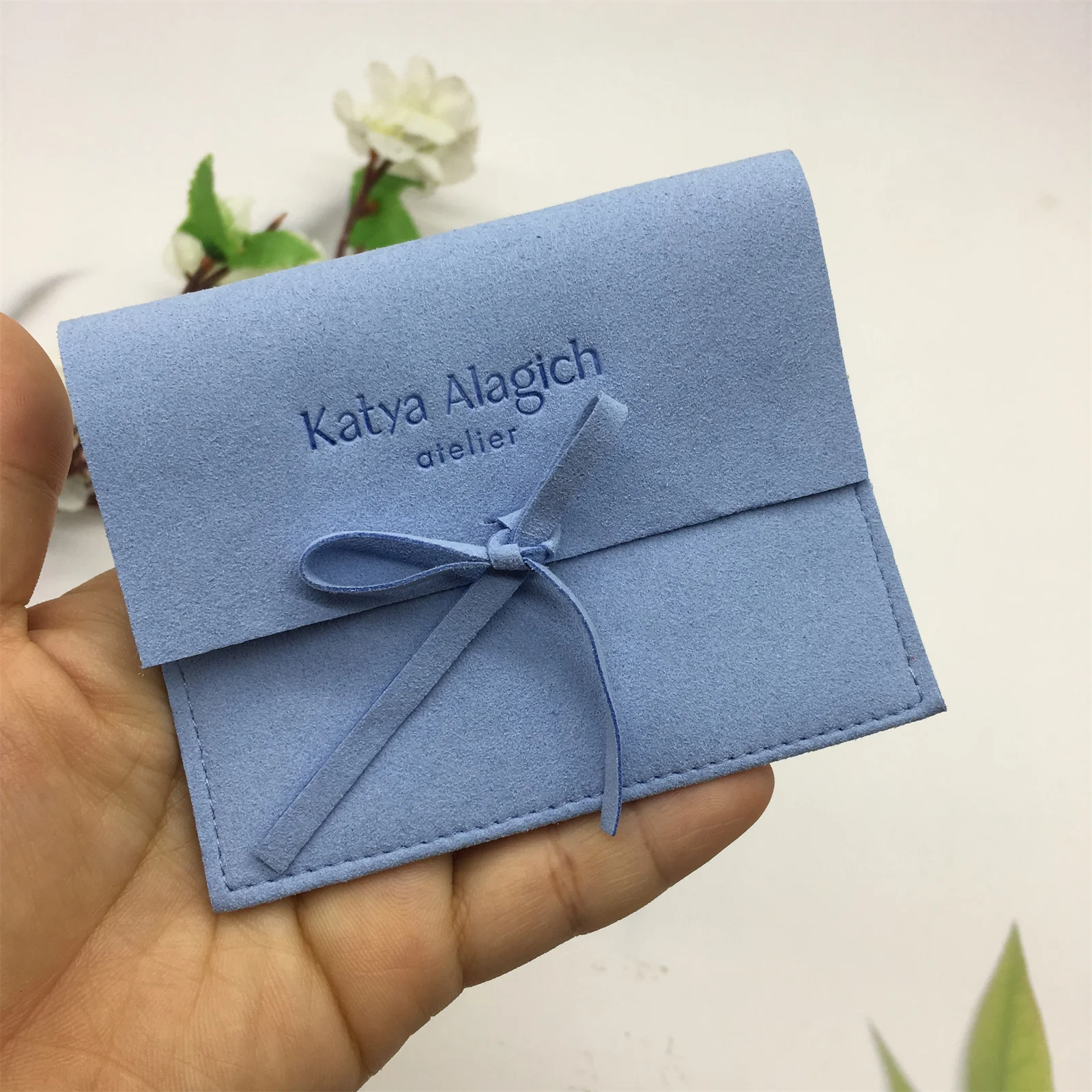 50 personalized deboss logo print microfiber jewelry pouch bags custom jewelry packaging pouch ring Brooch bags bulk
