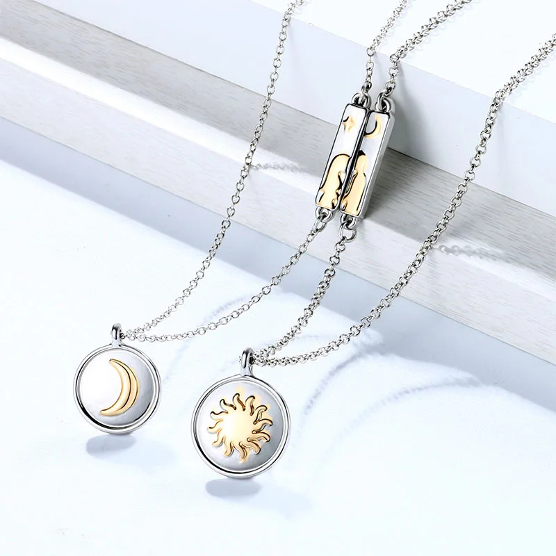 Fashion Sun Moon Star Couple Necklace A 