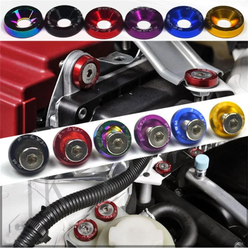 JDM Car Modified M6 Hex Fasteners Fender Washer Bumper Engine Concave Screws License Plate Bolts Car Styling 10 PCS auto fasteners auto accessories car screws