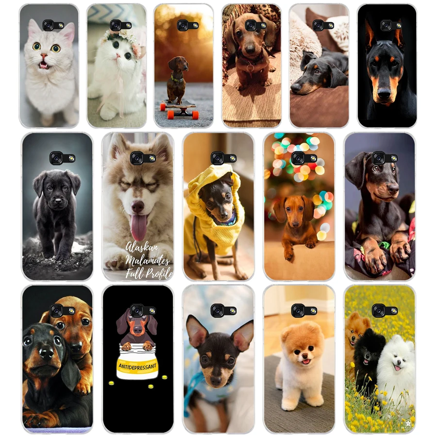 46Sd Cute Basshund Doberman Dog Custodia Morbida In Silicone Tpu Cover Per Samsung A50 A3 A5 2017 2016 A6 Plus A7 A8 S 6 7 8 9