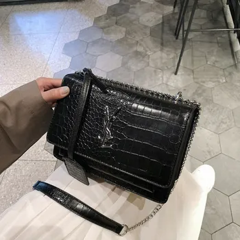 

2020 New Chain One-shoulder Diagonal Crocodile Pattern Brand Small Square Bag Luxury Handbags Women Bags Designer Purses gg