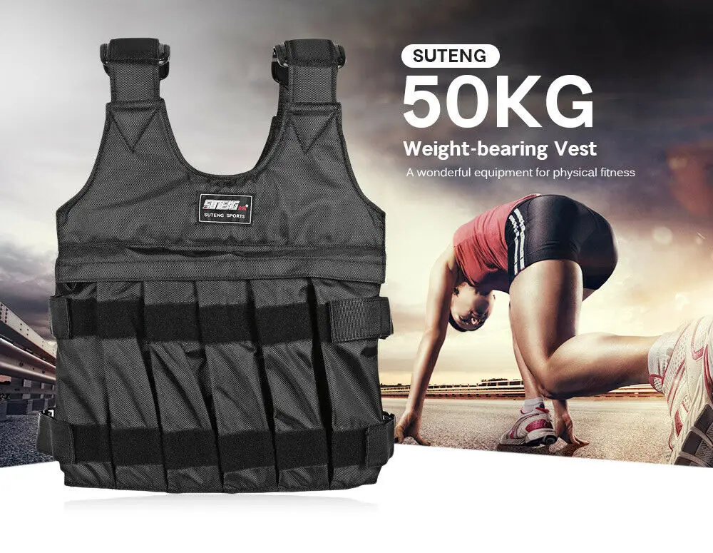 20kg 50kg Max Loading Weight Vest for Boxing Workout Fitness Equipment  Adjustable Weighted Vests Waistcoat Jacket Sand Clothing Weighted Vest Training (25)