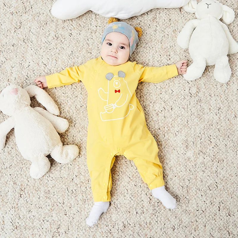 

Clothes for Babies Spring Clothing New Style Solid Color Cartoon Animal Romper Newborns Onesie Korean-style Crawling Clothes