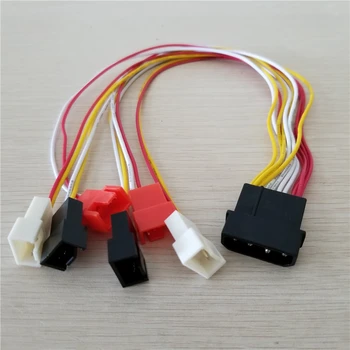 

10pcs/lot 4Pin IDE Molex to 6-Port Cooler Cooling Fan 2pin Splitter Power Cable Cord 12V 7V 5V for PC DIY 30cm