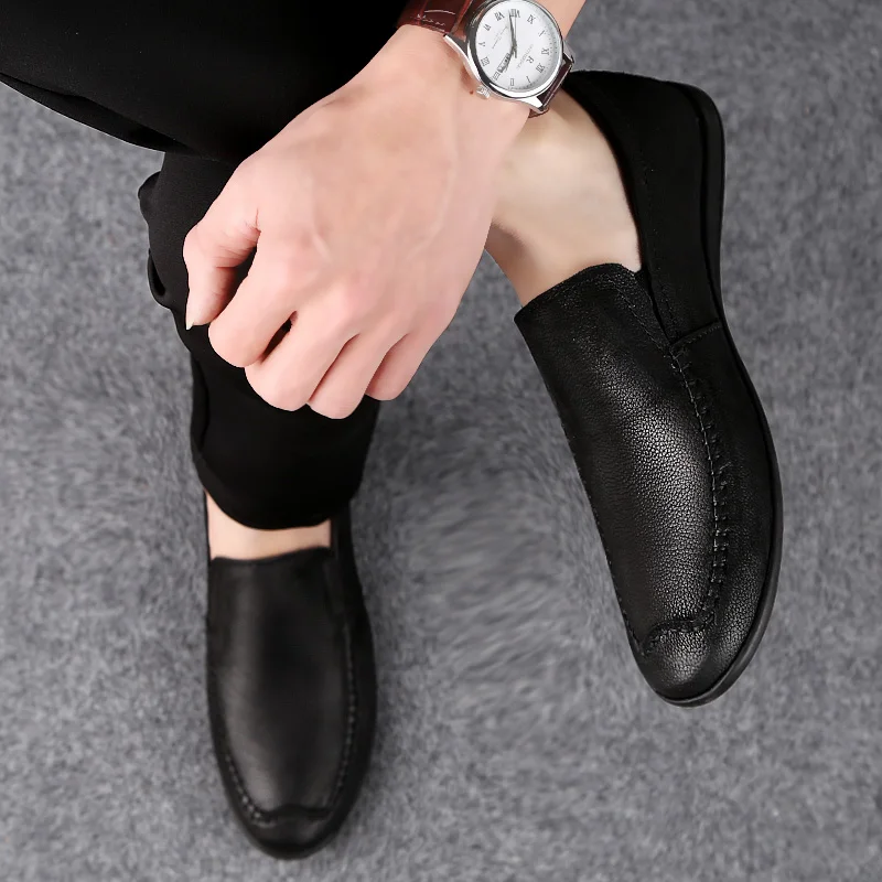 

Brand Luxury Men loafers shoes outdoor Penny Loafer Patchwork Of Genuine Leather Round Toe Slip On Dress Shoes size 38-47 L5