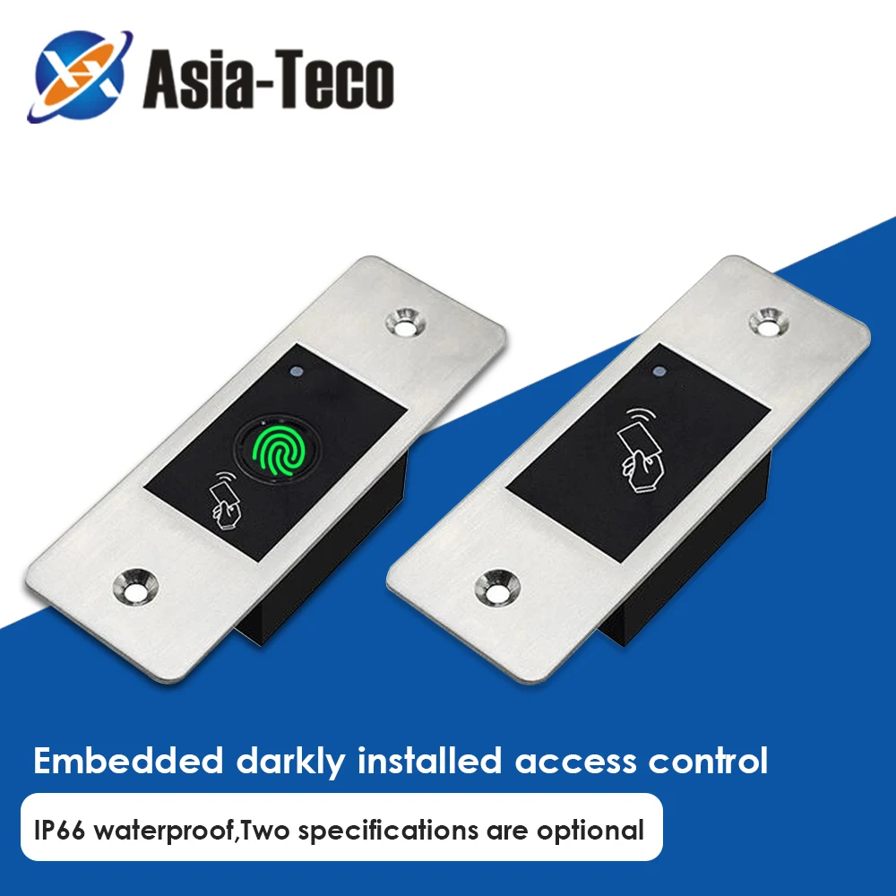 RFID Reader Keyless Door Opener Metal Access Control scanner 800 users Mini IP66 Waterproof Embedded Fingerprint reader | Безопасность и