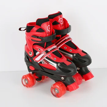 

Adult Children Kids Double Line Skates Skating Shoes Adjustable Size Breathable Patines PU Flashing Wheels 3 Colors