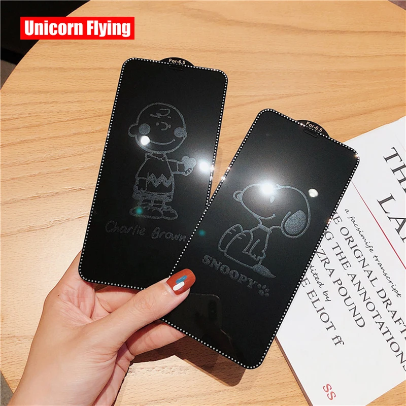 

LinXiang Invisible Cartoon Dog Charlie Brown Snoopys Tempered Glass Screen Protector For iPhone 6 6s 7 8 Plus X XR XS Max 11 Pro