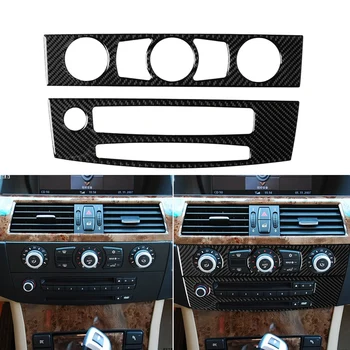 

Car Carbon Fiber Style Central Control CD Panel Cover Trim Double Hole for BMW 5 Series E60 2008-2010 Interior Mouldings