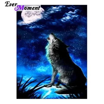 

Ever Moment 5D DIY Diamond Painting Wolf Moon Night Full Square Drills Handmade Mosaic Needlework Wall Decoration Gift 5L090