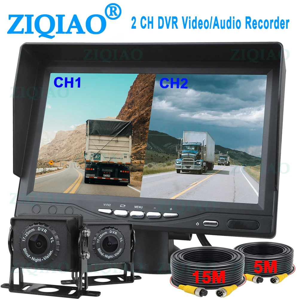 ZIQIAO 7 Inch AHD 2 Split Screen SD Card Monitor Bus Truck Camera DVR Recorder Video Monitoring System A701 | Автомобили и