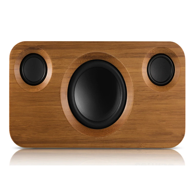 Brown 25 Вт Bluetooth динамик s, двойной драйвер беспроводной Bluetooth домашний бамбуковый деревянный стерео динамик, длинный для Echo Dot - Цвет: Brown