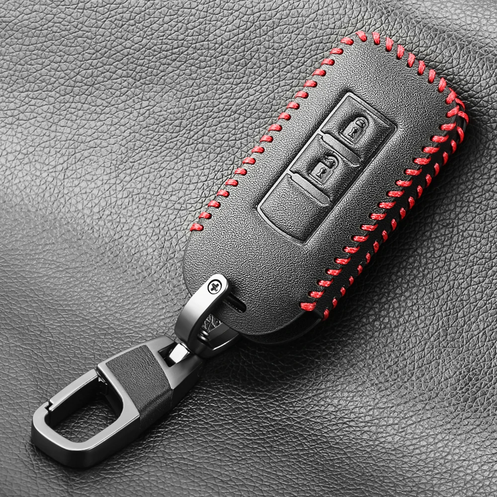 Car Style 2 Button Leather Key Cover for Mitsubishi Outlander Lancer 10 Pajero Sport L200 ASX RVR car key case Accessories | Автомобили и