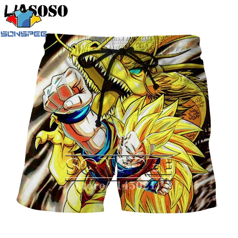 Темно-серый SONSPEE мужские шорты с 3d принтом японского аниме DBZ Dragon Ball Z Son Goku Kakarotto, пляжные повседневные шорты, пляжные шорты D02 - Цвет: Темно-серый