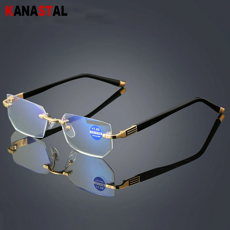 hommes/femmes lecteur portable Viseng lunettes de lecture 2 pièces anti-lumière bleue sans monture lunettes de lecture ultra-légères