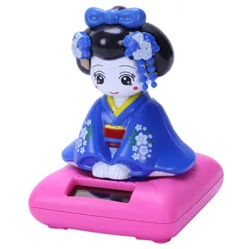 

Solar Powered Bobblehead Toy Figure, Japanese Kimono Maiko Geisha - Blue