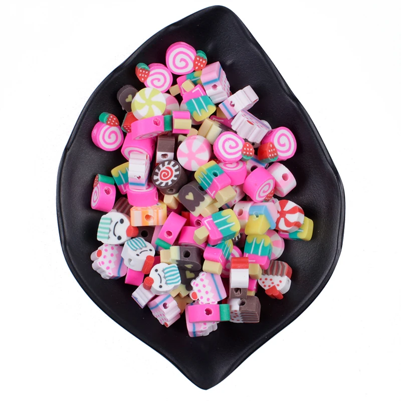 50/100Pcs Fruit/Candy/Ice Cream Random Mixed Color Beads Polymer Clay Beads Polymer Clay Spacer Beads For DIY Jewelry Accesories 8 H6af6026cd7bc4fbea54ae4034a12988dr