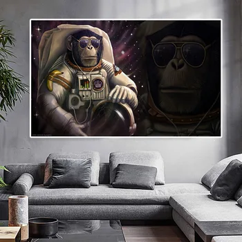 

Animal Monkey Gorilla Canvas Painting Orangutan Astronaut Explorer Posters and Prints Wall Art Pictures for Living Room Bedroom