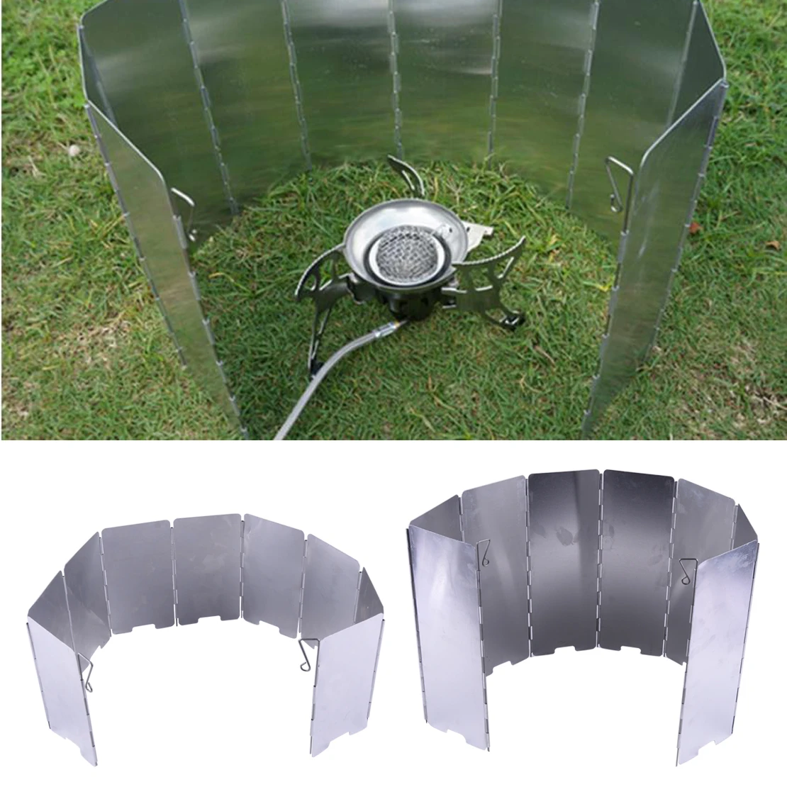 LETAOSK 9 Small Plates Outdoor Camping BBQ Foldable Burner Windshield Gas Stove Wind Shield Screen