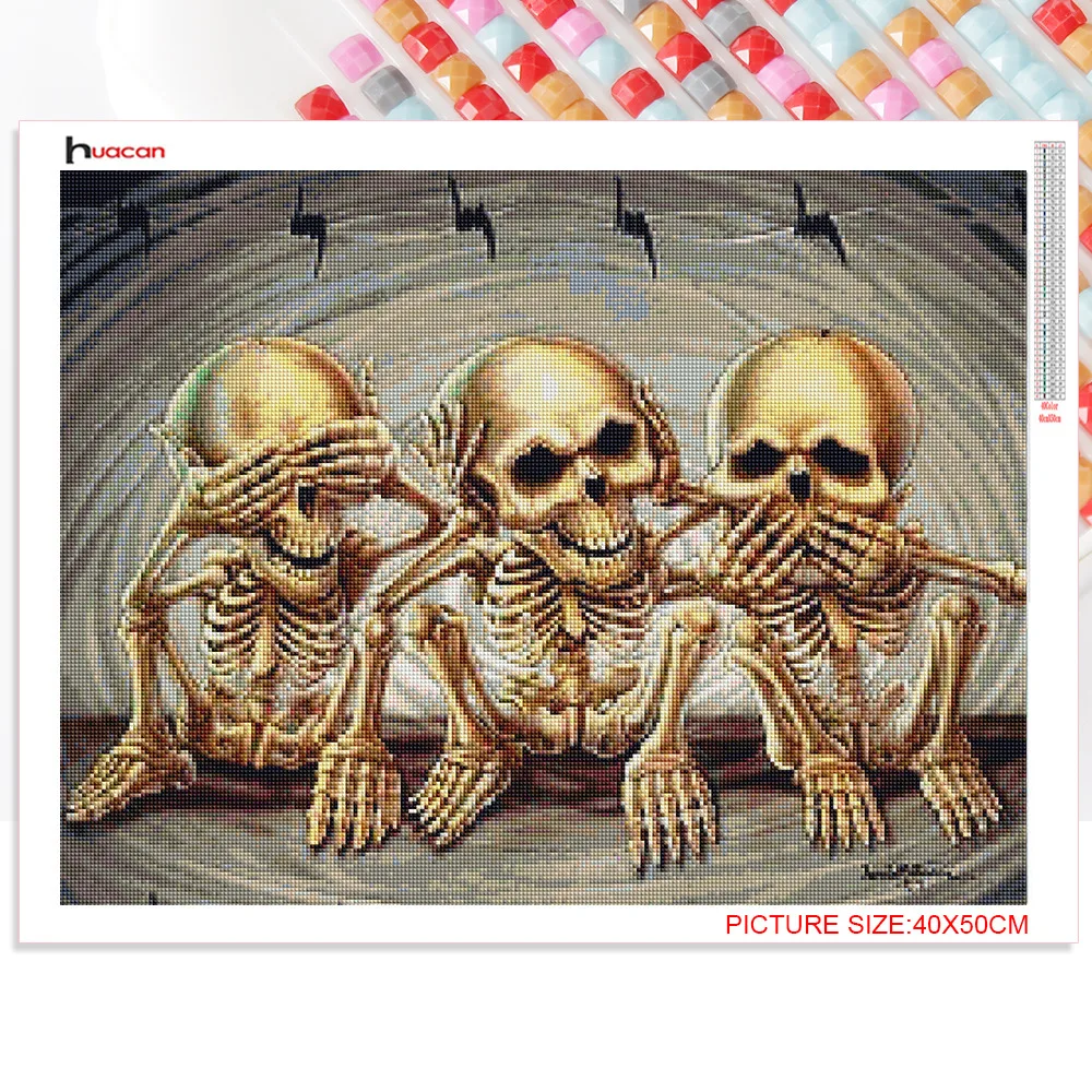 Diamond Painting Huacan Diamond Mosaic Full Layout Skull 5D Embroidery diamond painting
