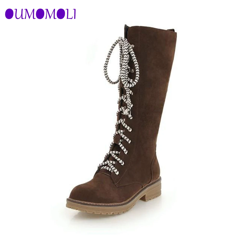 

Flats Lace up Snow Boots Female Beige Ladies black Dark brown Casual Half Boots for Women's Autumn Winter Shoes Woman J343
