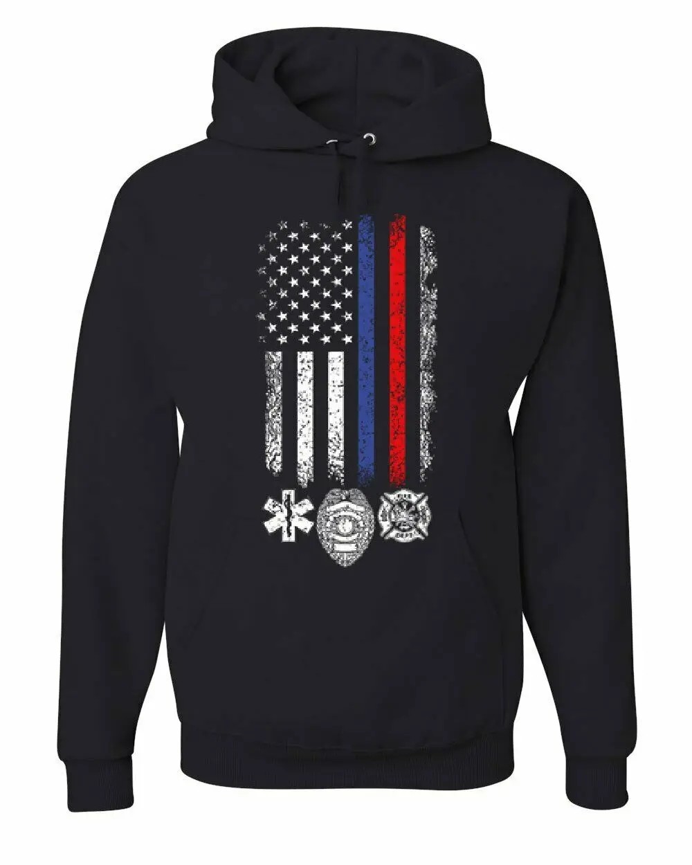 

First Responders American Flag Hoodie EMT Police Firefighter Sweatshirt