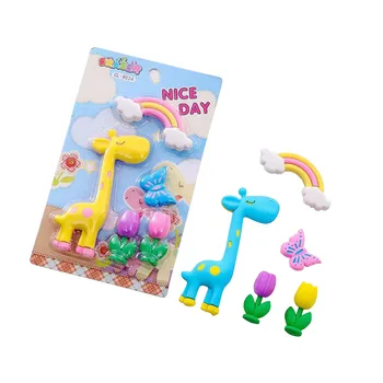 

5 pcs Giraffe Rainbow Eraser Kawaii Pencil Eraser Cartoon Style Creative Kids Funny Erasers Korean Stationery School Supplies