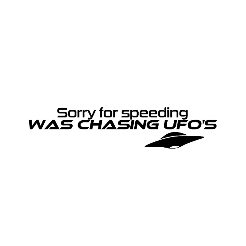 

Sorry for Speeding Chasing UFO Decals Car Decoration Personality Pvc Car Window Waterproof Sticker Black/white, 17cm * 4cm