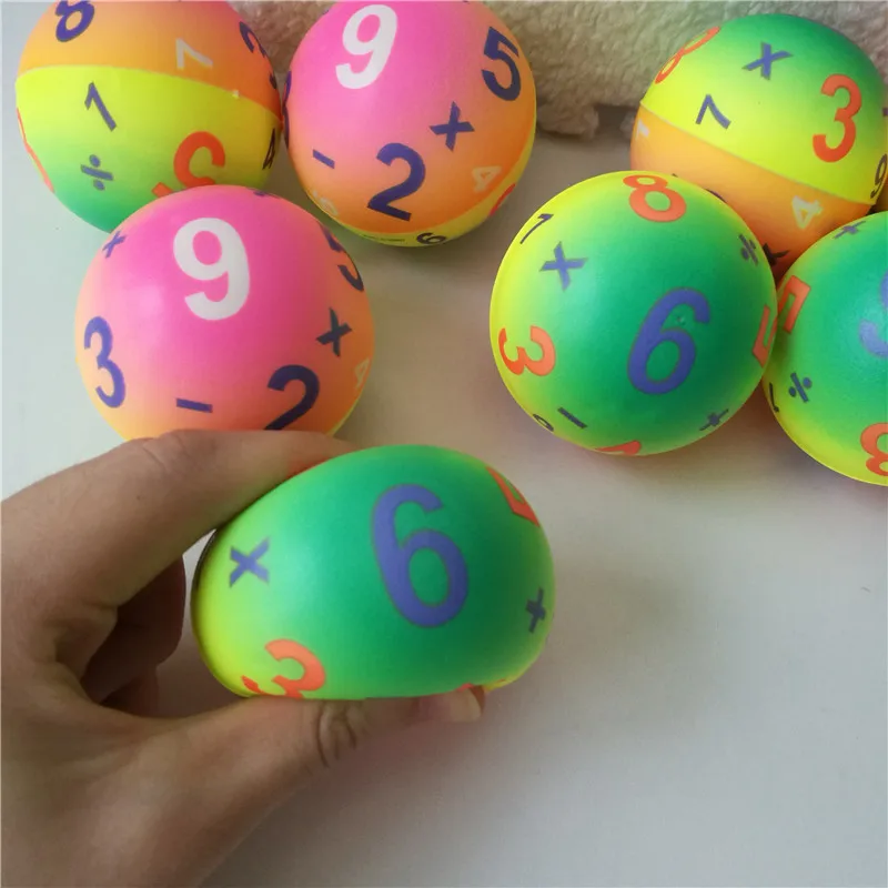 12pcs 6.3CM Anti Stress Relief Ball Colorful Numbers Math PU Foam Soft Squeeze Sponge Toys for Boys Kids