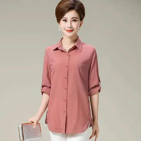 Новинка 2019 года сезон весна-осень женские Яркие Рубашки среднего возраста топы с