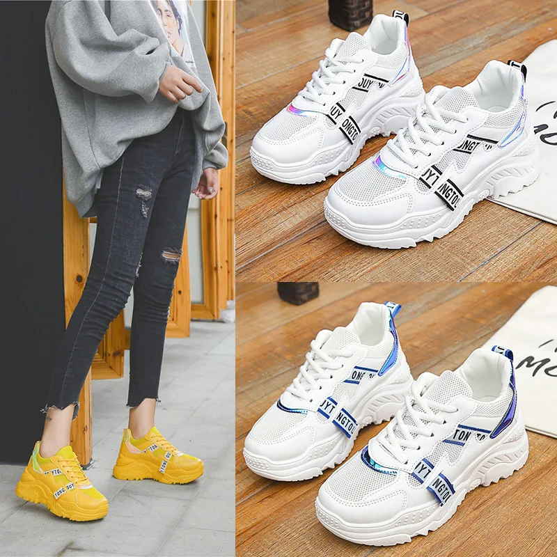 

New Style Mesh Versatile Athletic Shoes INS Dad Shoes Women's 2020 Korean-style Women's Extra High WOMEN'S Shoes Students Casual