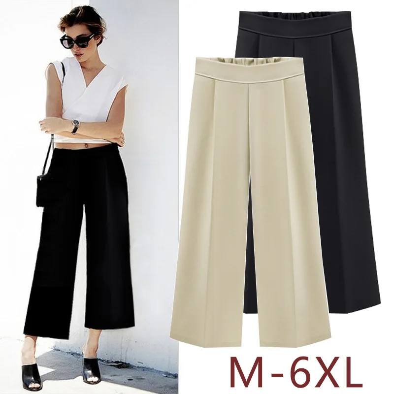 

Women''s Pants Casual Chiffon Pants High Waist Plus Size Black Trousers M-6XL