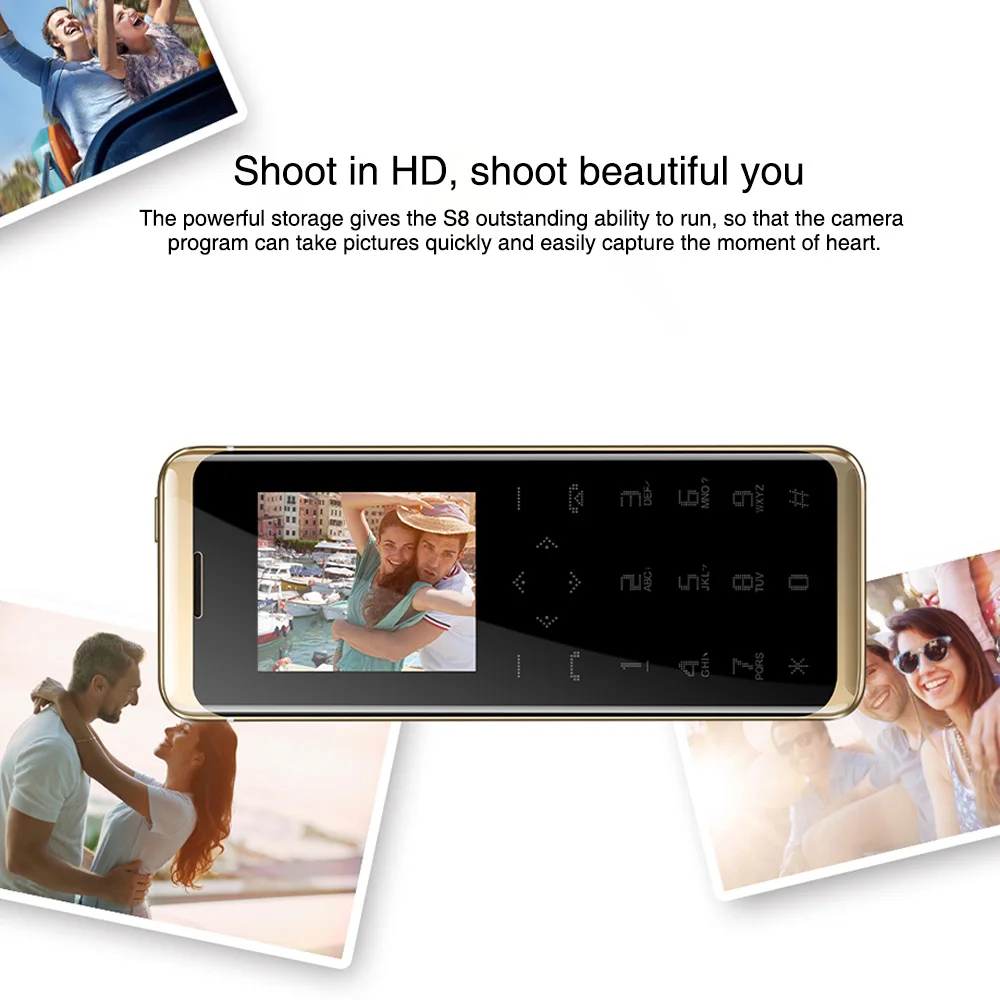 Мини Чехол Taiml S8 MT6261DA с сенсорным экраном 1 54 дюйма 500 мАч 2 SIM карты GSM Bluetooth MP3 камера