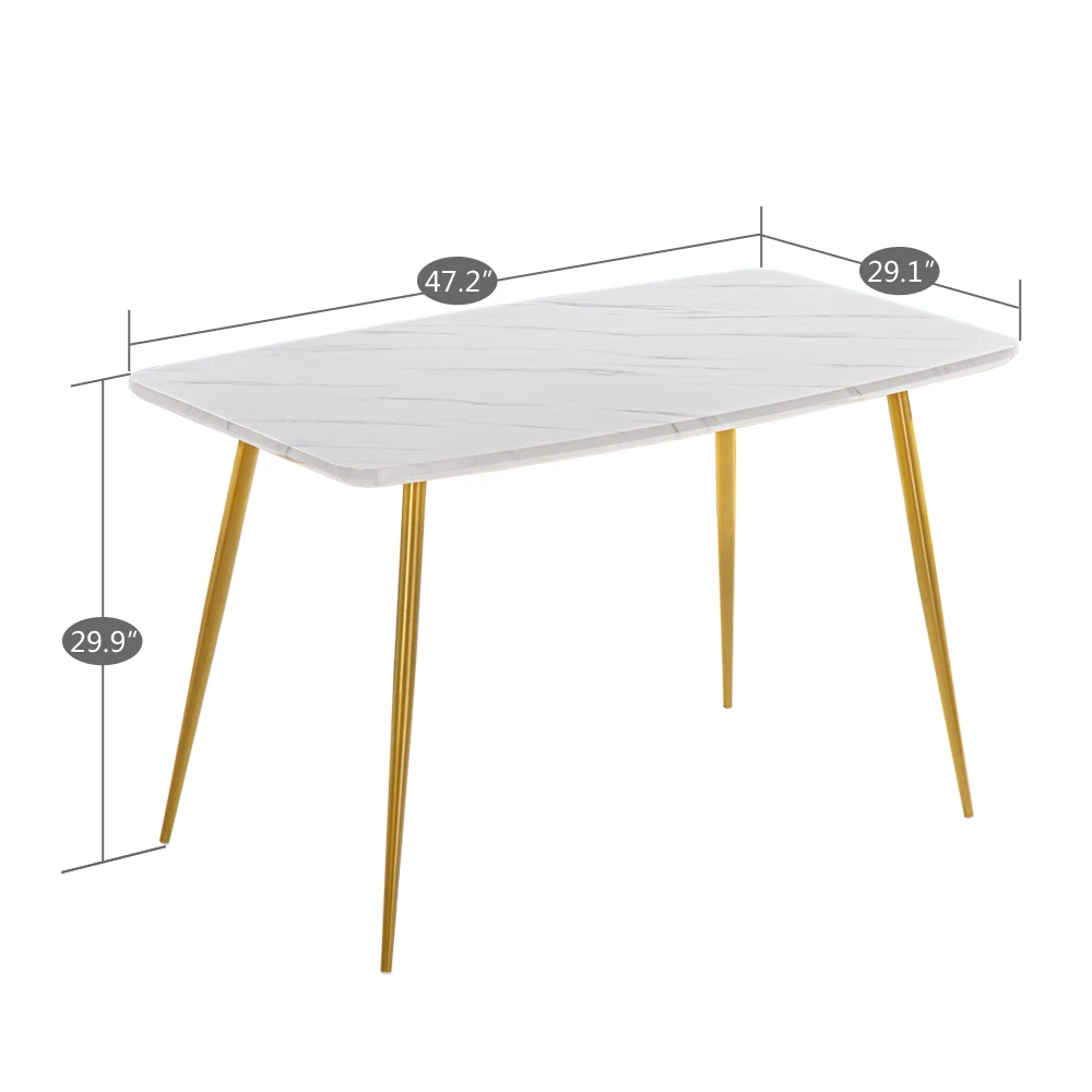 

[120x74x76cm] Marble Dining Table White