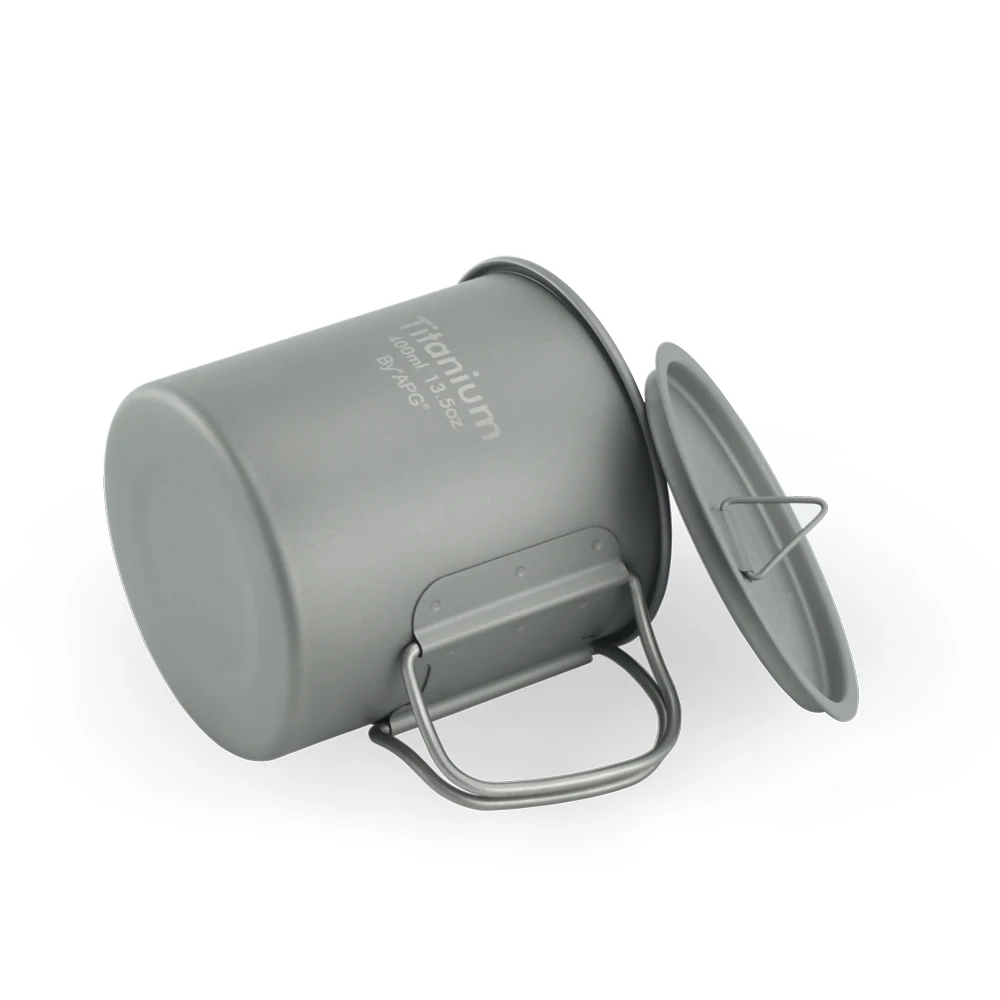 Titanium campingbeker met deksel ultralichte picknick pot_voghion.com