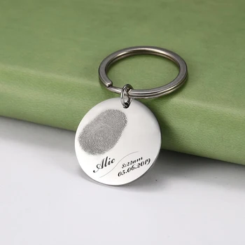 

Lemegeton Baby Girls Custom Fingerprint Keychain Personalized Custom Name Date Of Birth Commemorate Keyring Mom Boyfriend Gift