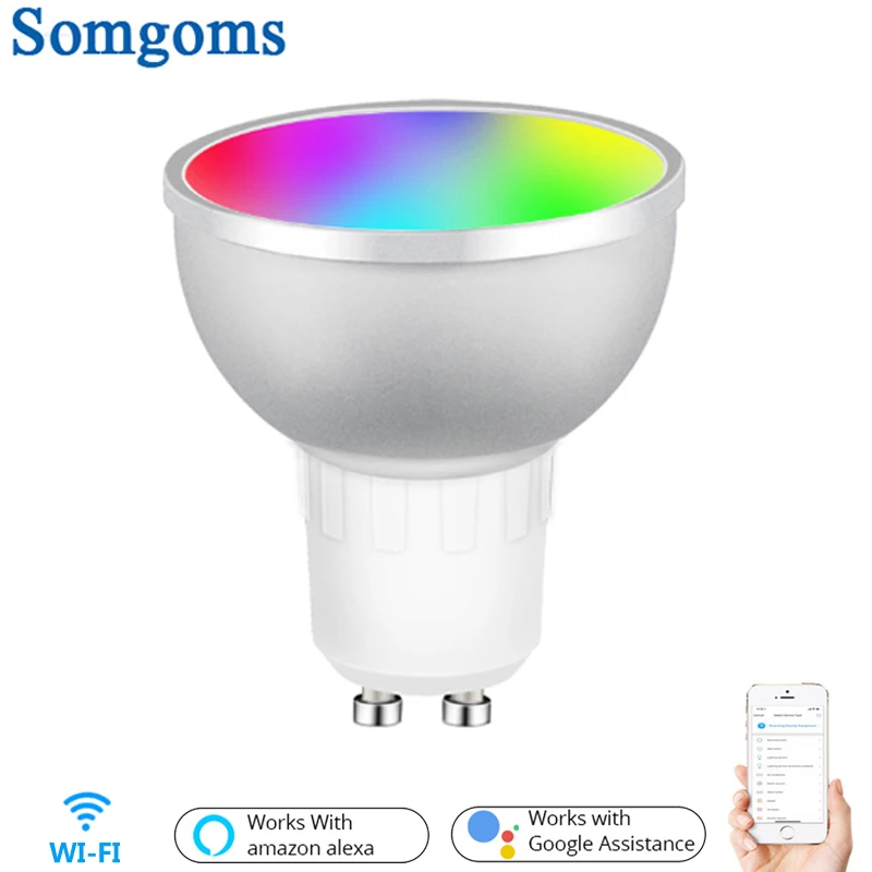 Wifi Smart LED Bulb GU10 RGBW 5W Dimmable for Amazon Alexa//Google Home UK TE59
