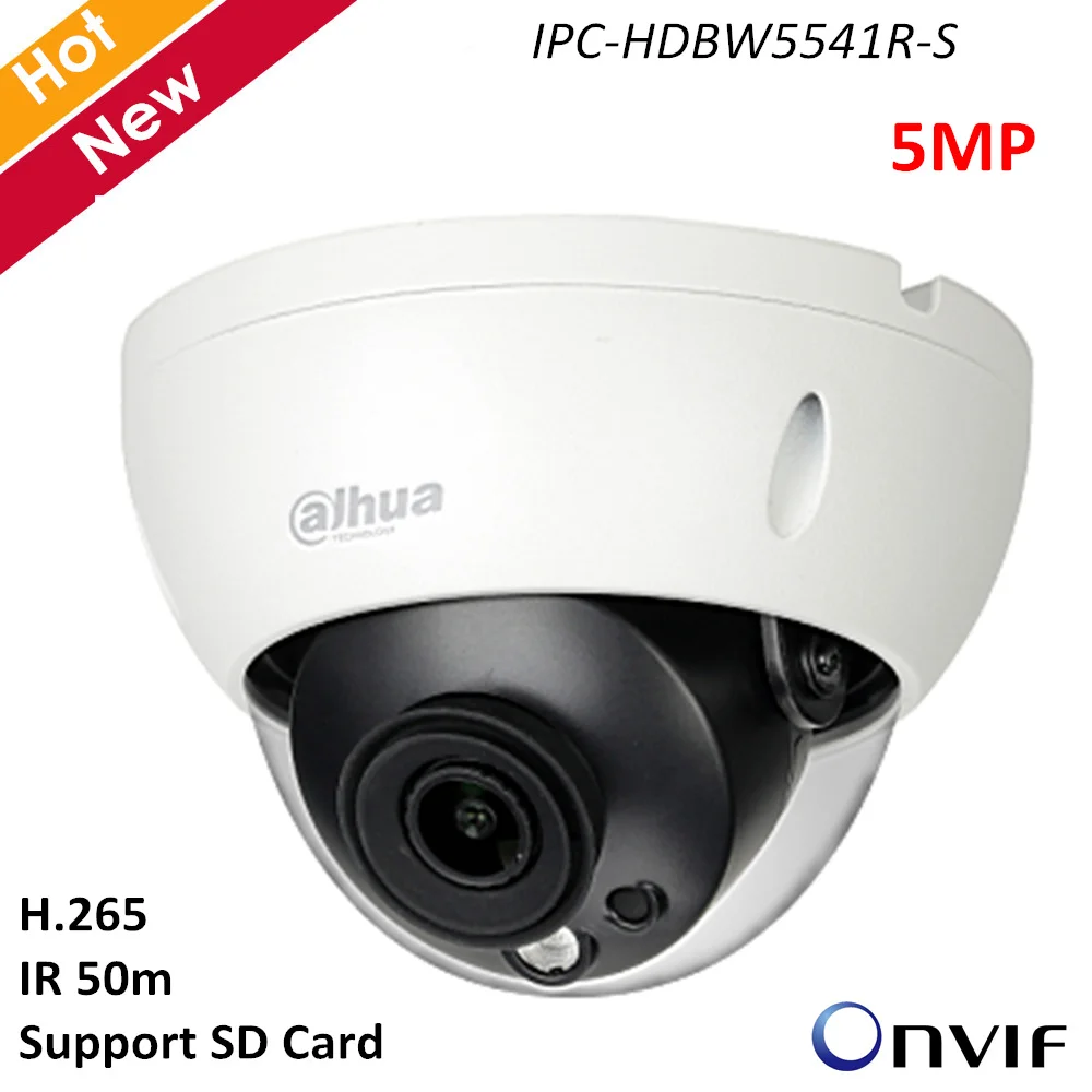 Dahua 5MP WDR ИК купольная AI сетевая IP камера IPC-HDBW5541R-S H.265 IR 50m День Ночь поддержка SD