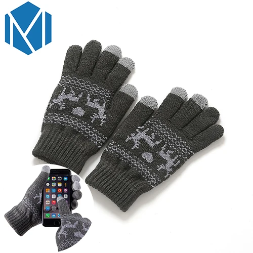 elk dark grey Лидер продаж, вязаные перчатки для женщин, мужчин, детей, толстые теплые зимние варежки на полный палец, женские тянущиеся вязаные однотонные шерстяные перчатки - Цвет: elk dark grey