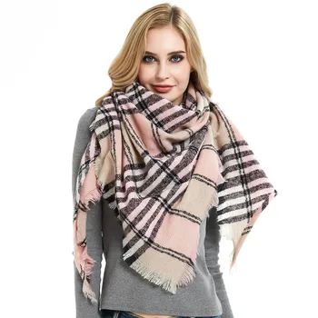 

Women Plaid Scarf 2020 New Square Shawl Cape Mantilla Soft Echarpes Kerchief Muffler Large Tippet Chal Mujer Bufanda