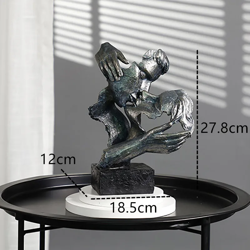 Decorative Statues Cyan Gold Face Mask Sculptures For The Room Couple Gift Room Ornaments Home Decor Craft Desktop Accessories