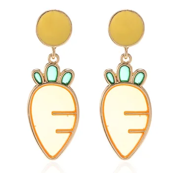 

edition small and pure and fresh fruit earrings fashion personality joker contracted cute carrot metal pendant earrings