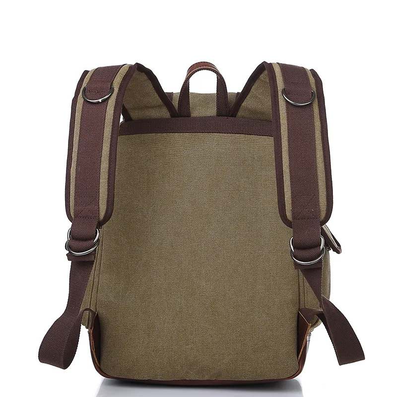 

New Style Large Capacity Canvas Backpack Men's Europe And America Outdoor Travel Sports Computer Bag Solid Color Waterproof Moun