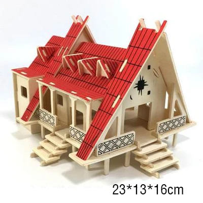 DIY 3D головоломка китайский стиль деревянный домик-избушка модель для детского подарка - Цвет: A