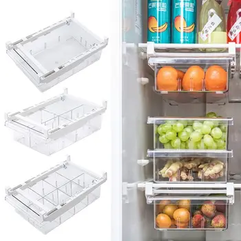 

Fridge Storage Box Rack Drawer Organizer Freezer Shelf Food Partition Container Q39B