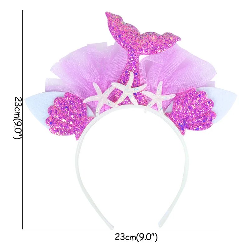 Вечерние принадлежности в стиле Русалочки, украшение в виде Русалочки, украшения для дня рождения, Детские вечерние украшения в честь Дня Рождения - Цвет: headband-F
