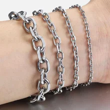 Davieslee мужской s браслет цепочка Серебряный тон браслеты из нержавеющей стали для мужчин Rolo кабельная связь ювелирных изделий 3/4/6/10 мм LKBM41