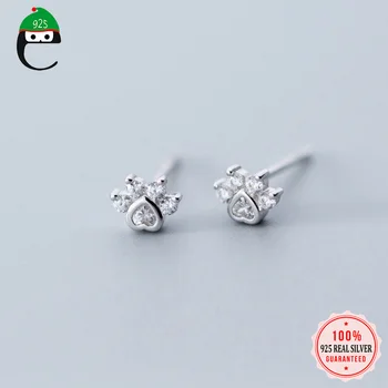 

ElfoPlataSi 100% 925 Sterling Silver Animal Footprints Claw CZ Stud Earring For Women Sterling Silver Jewelry Wholesale XY941