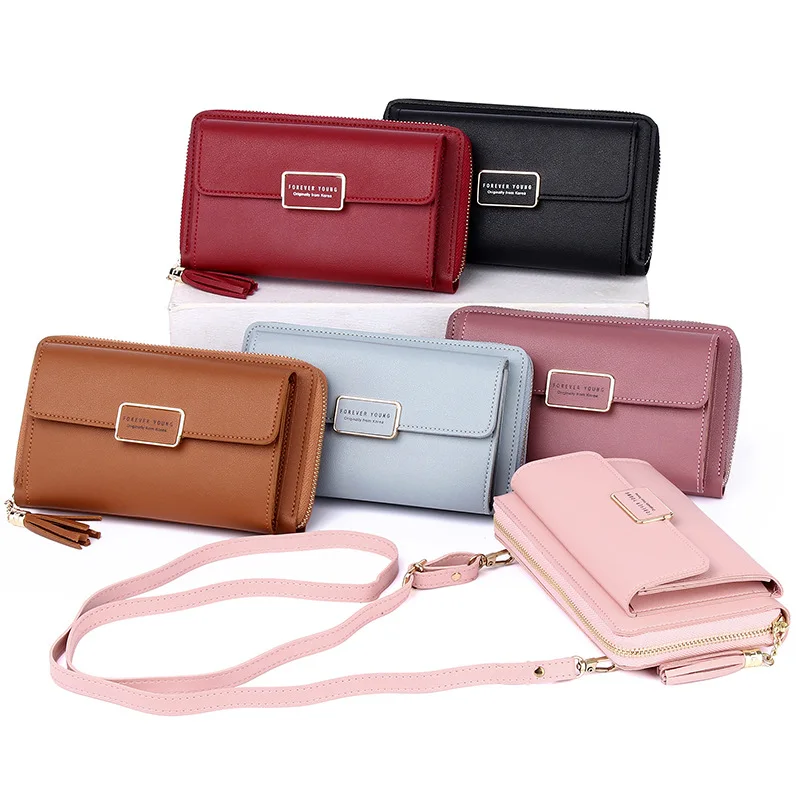 

AliExpress Popular Style Women's Sling Bag Tassels Large Capacity Zip Phone Bag Multi-Function Buckle Clutch Bag Fashion